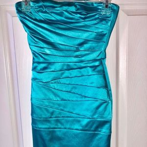 Aqua blue Bebe form fitted dress